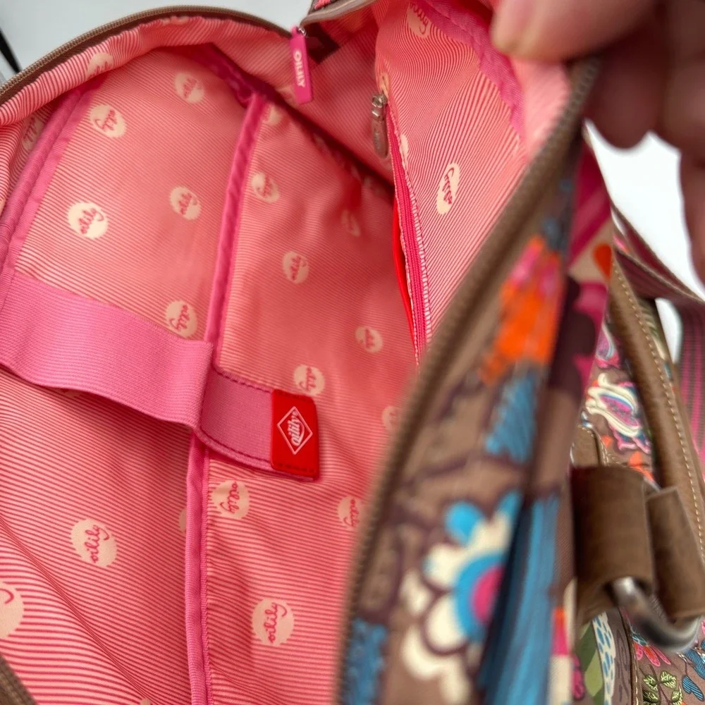 Oilily Carry All Floral Paisley Laptop Travel Bag Wood Brown OCB2203-8100 NWT